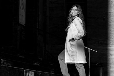 Black and white portrait of a medical student at UBA, Buenos Aires, Argentina.